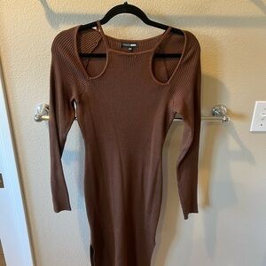 Fashion Nova Chocolate Long Sleeve Dress